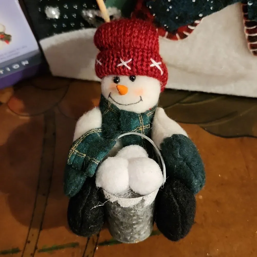 Holiday Classics Snowman Ornaments Set of 6 Decorative Storage Bin 2004
